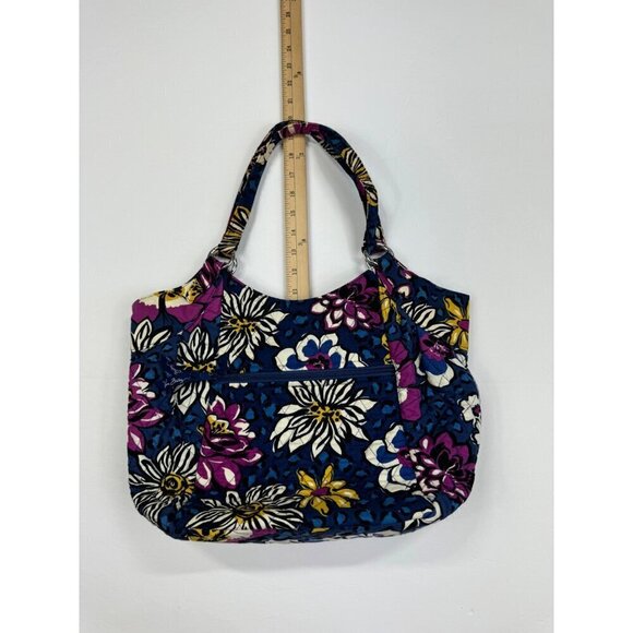 Vera Bradley Purse Shoulder Bag African Violet Pattern Quilted Blue - Picture 5 of 11